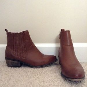 BAMBOO Chestnut Faux Leather Booties